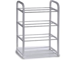 Arte r Schoenenrek - 4-laags - metaal - zilver - 40 x 19 x 56 cm - Schoenen opbergen