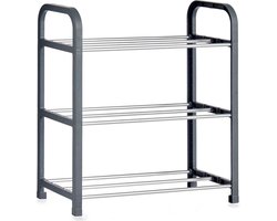 Arte r Schoenenrek - grijs - metaal en kunststof - 3-laags - 40 x 19 x 42 cm - Schoenen opbergen