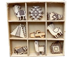 Artemio - Houten - Hobby Decoratie Figuren - Lama - Cactus - 27 stuks - Knutselen - Decoratie