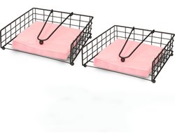 Artex Servettenhouder met stop - 2x - zwart - metaal - 21 cm