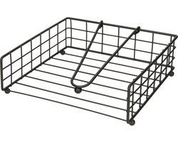Artex Servettenhouder met stop - zwart - metaal - 21 cm