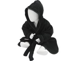 ARTG® Babiezz - Baby Badjas met Capuchon -  Zwart - Maat  68-74