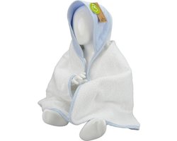 ARTG® Babiezz - Babycape - Baby Badcape - Kraamkado - 100% Katoen - Wit/Lichtblauw