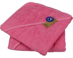 ARTG® Babiezz - Babycape - Baby Badcape XL - Kraamkado - 100 x 100 cm - Volledig Fuchsia Rose Cape - PINK