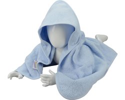 ARTG® Babiezz - Babycape - Baby Badcape XL - Kraamkado - 100 x 100 cm - Volledig Licht Blauw Lichtblauwe Cape - LIGHT BLUE