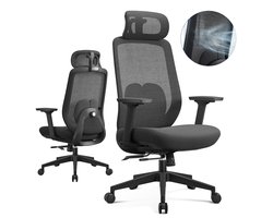 ArtGlobal® Pro ergonomische bureaustoel - Zwart - verstelbaar - lendensteun - 135° kantelbaar -Schuifzitting