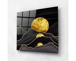 ARTHUB® Glazen schilderij 60x60 cm, 5 mm gehard glas | Moderne glazen wanddecoraties voor woonkamer en slaapkamer, Muurdecoratie, Interieurdecoratie, Landschappen, Black Moutains