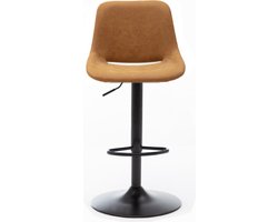 Arthur barkruk met cognac kunstleder en zwart frame