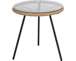 Arti Casa Bijzettafel Acapulco - Salontafel met Glasblad en Metaal - Bijzettafeltje voor Woonkamer - Ø45 x 45 cm - Modern Design