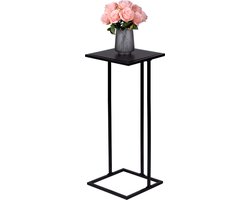 Arti Casa Bijzettafel - Metaal en MDF - 75 x 33 x 33 CM - Nachtkastje - Plantentafel - Laptoptafel - Industriële Uitstraling - Zwart