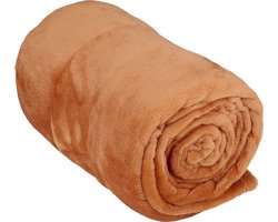 Arti Casa Fleece Deken 150 x 200 cm - Plaid Deken voor op de Bank, Bed of Buiten - Woondecoratie Woonkamer en Slaapkamer - Super Zacht Materiaal - Oranje/ Terracotta