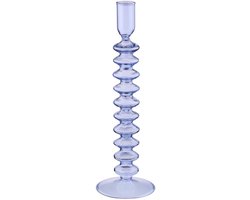 Arti Casa Kandelaar voor Dinerkaars - Glazen Kaarsenhouder - Hoog Design - 26,5 cm - Blauw