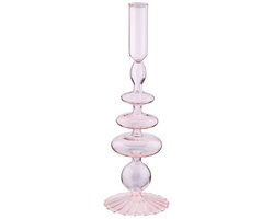 Arti Casa Kandelaar voor Dinerkaars - Ø9 x 28 cm - Glazen Kaarsenhouder Woondecoratie - Lichtroze - Glas