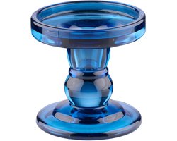 Arti Casa Kandelaar voor Stompkaars - Glazen Kaarsenhouder Transparant - Ø8,5 x 8,5 cm - Blauw