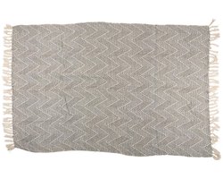 Arti Casa Katoenen Plaid - 130 x 170 cm - Decoratieve Deken met Franjes - Grijs