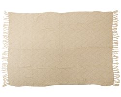 Arti Casa Katoenen Plaid - 130 x 170 cm - Decoratieve Deken met Franjes - Katoen - Beige / Naturel