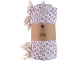 Arti Casa Katoenen Plaid - 130x170 cm - Decoratieve Deken met Franjes - Zachte Woonplaid - Paars