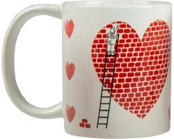 Arti Casa Mok Stenen Hart 300 Ml Keramiek Wit/rood