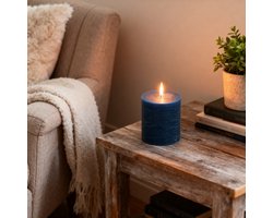 Arti Casa Rustieke Stompkaars - Bolkaars - Ongeparfumeerde Kaars van Wax - Sfeervolle Decoratie voor in Huis - Geschikt voor Woonkamer of Eettafel - Ø7 x H8 cm - Kleur Blauw