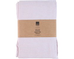 Arti Casa Tafelkleed 150x240 cm - Tafelkleed Roze Gestreept - Tafelkleed Materiaal Mix Polyester Katoen Lurex - Tafelkleed voor Eettafel - Wit Roze