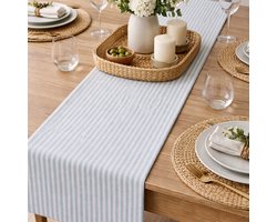 Arti Casa Tafelloper Streep Lurex - Trendy Streepdessin met Lurexaccenten - Geschikt voor Dagelijks Gebruik en Feestelijke Gelegenheden - Gemaakt van Katoen - Afmeting 35x150 cm - Kleur Blauw