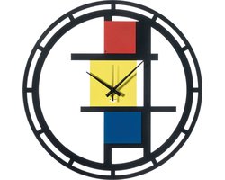 Arti e Mestieri Collectie – Handgemaakt – Wandklok Italiaans Design 50 cm Mondriaan