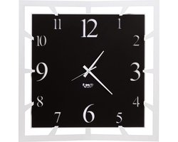 Arti e Mestieri Collectie - Handgemaakt – Wandklok Italiaanse Design Groot Vierkant zwart/wit - 50 cm
