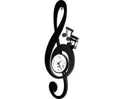 Arti e Mestieri Collectie – Handgemaakt – Wandklok Italiaanse Design Muzieksleutel Nero 30 x 80cm