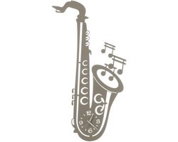 Arti - Mestieri - klok - metalen - wandklok - saxofoon - donkergrijs - Italiaans - Design - handgemaakt