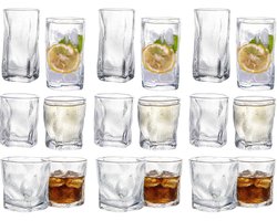 Artic Snow Glazenset - 18-delig - Shotglazen 60ml, Tumblerglazen 230ml & Longdrinkglazen 270ml - Moderne Drinkglazen Set voor Cocktails, Whisky & Frisdrank