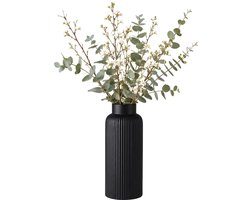 Articasa Bloemenvaas Gomera - zwart - 10 x 28 cm - keramiek - flesvorm vazen