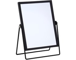 Articasa Make-up spiegel - op standaard - 18 x 23 cm - tafelspiegels - rechthoek - zwart - Badkamer
