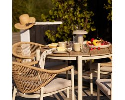 Artichok Aliana Aluminum Tuintafel Zand - Natural Houtlook - Beige - Ø90 x 74 cm - 4 personen