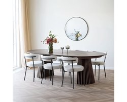 Artichok Alko Uitschuifbare Houten Eettafel Walnoot - Rond - Ovaal - Scandinavisch - Lange - Verlengbare - Ø 120 tot 240 cm
