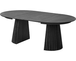 Artichok Alko Uitschuifbare Houten Eettafel Zwart - Rond - Ovaal - Scandinavisch - Lange - Verlengbare - Ø 120 tot 200 cm