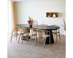 Artichok Alko Uitschuifbare Houten Eettafel Zwart - Rond - Ovaal - Scandinavisch - Modern - Lange - Verlengbare - Ø 120 tot 240 cm