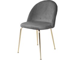 Artichok Aniek Eetkamerstoel Grijs - Velvet - Fluweel - Velours - Gouden Poten - Moderne Stoel