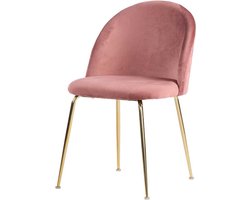Artichok Aniek Eetkamerstoel Roze - Velvet - Fluweel - Gouden Poten - Moderne Stoel