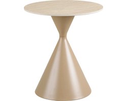 Artichok Anisa Metalen Bijzettafel Met Keramiek Blad Beige - Zand - Travertin - Ø50