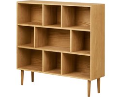 Artichok August Boekenkast Naturel - Eikenhout - 9 Vakken - Vakkenkast - Open Kast - Woonkamer - Opbergkast - Groot - 112 x 105 cm