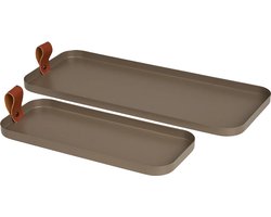 Artichok Celie Metalen Dienbladen Bruin - Keukenaccessoires - Voor Glazen En Kopjes - Decoratief -Set Van 2