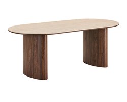 Artichok Dana Houten Eettafel Met Keramiek Blad - Donkerbruin - Walnoot - Beige - Travertine - 6 tot 8 personen - 210 x 100 cm