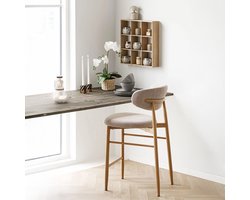 Artichok Holden Houten Wandrek Naturel - Vierkant - Wanddecoratie - Kruidenrek - Voor Keuken - Woonkamer - Hal - Wandkubus - Zwevend - 46 x 46 cm