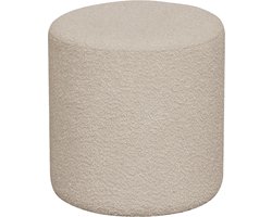 Artichok Jip Poef Beige - Bouclé - Ronde Poef - Voetenbankje - Ronde Bijzettafel - Ø 34 x 36 cm