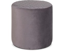 Artichok Jip Poef Grijs - Velvet - Fluweel - Ronde Poef - Voetenbankje - Ronde Bijzettafel - Ø 34 x 36 cm
