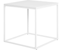 Artichok Karen Houten Bijzettafel Wit - Vierkant - Kleine Salontafel - Metaal met Hout - Tafeltje - Industrieel - 45 x 45 x 45 cm