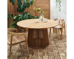 Artichok Lidewij Teakhouten Tuintafel Naturel - Eettafel - Rond - Japandi - Ø 120 cm