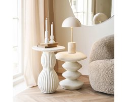 Artichok Lily Marmer Tafellamp Zand - Bureaulamp - Steen - Nachtlamp - Inclusief Lampenkap - Woonkamer - Ø 25 x 45 cm