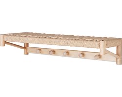 Artichok Loek houten kapstok met geweven plank - 78 x 31 cm