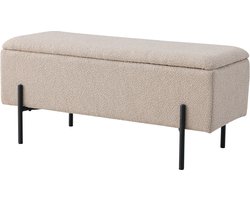 Artichok Marlou bouclé bankje met opbergruimte beige - 95 x 46 cm